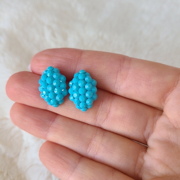 Bright Blue Stud Earrings - Picture 4 of 4